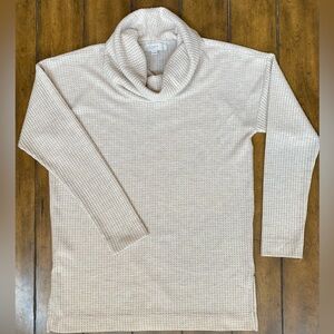 LOFT Shimmer Waffle Cowl Neck Tunic Top Size XS